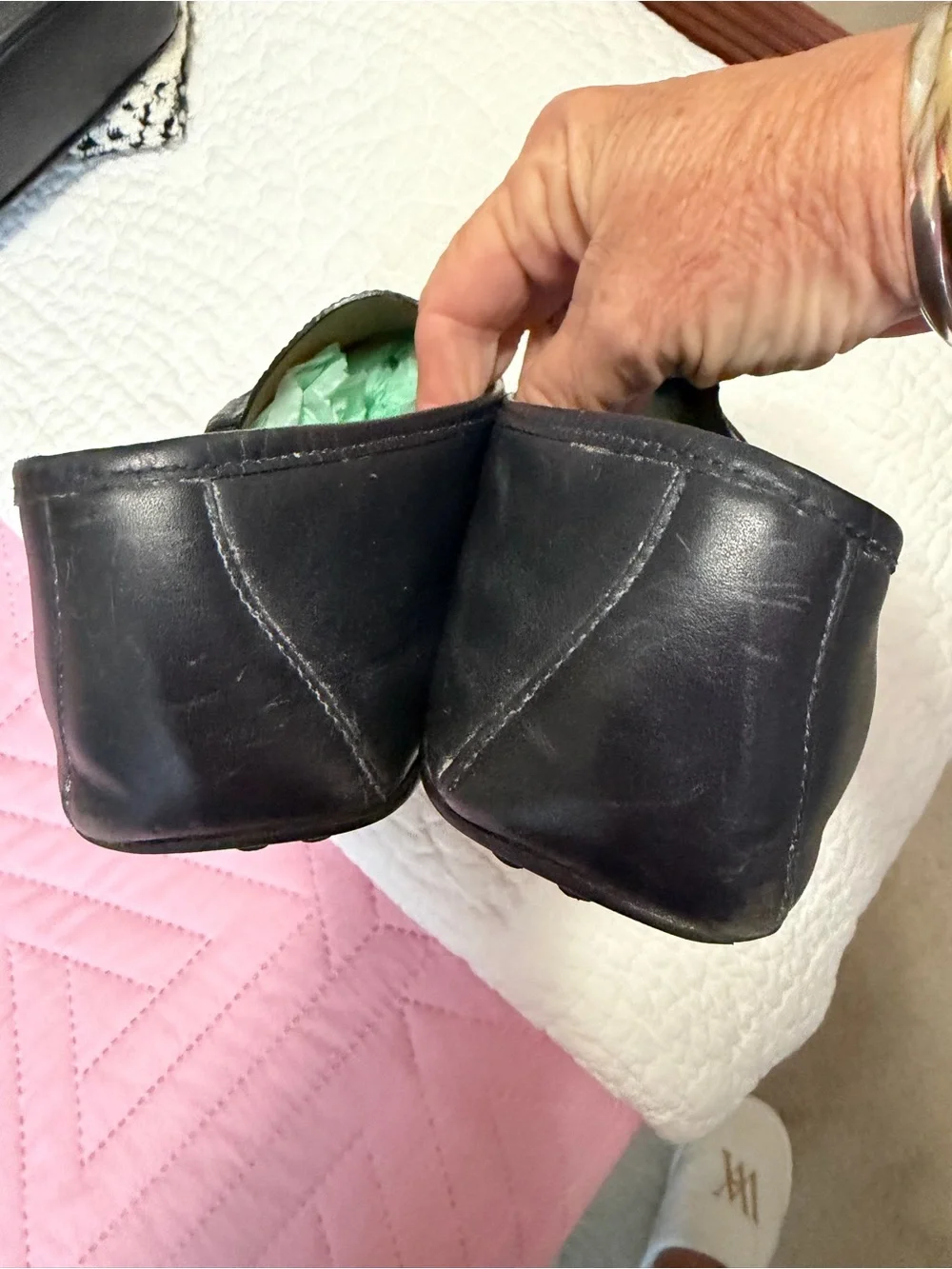 Gucci Black/ very dark navy Embossed GG Leather Penny Loafers